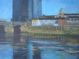 The River Usk at Newport - acrylic- private collection